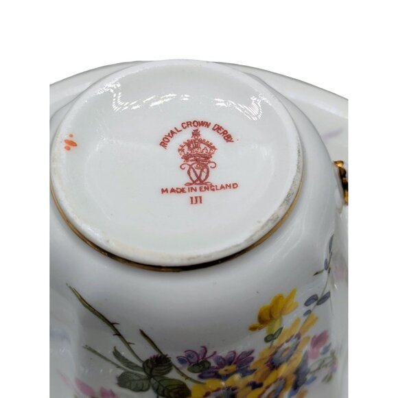 VTG Royal Crown Derby "Derby Posies" Bone China Floral Tea Cup and Saucer 1940 - Picture 5 of 6